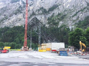 Demontage der ersten Sektion der Bauseilbahn Linth-Limmern