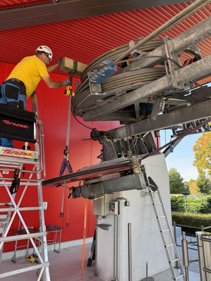 Revision der Seilbahn in der Gegenstation.