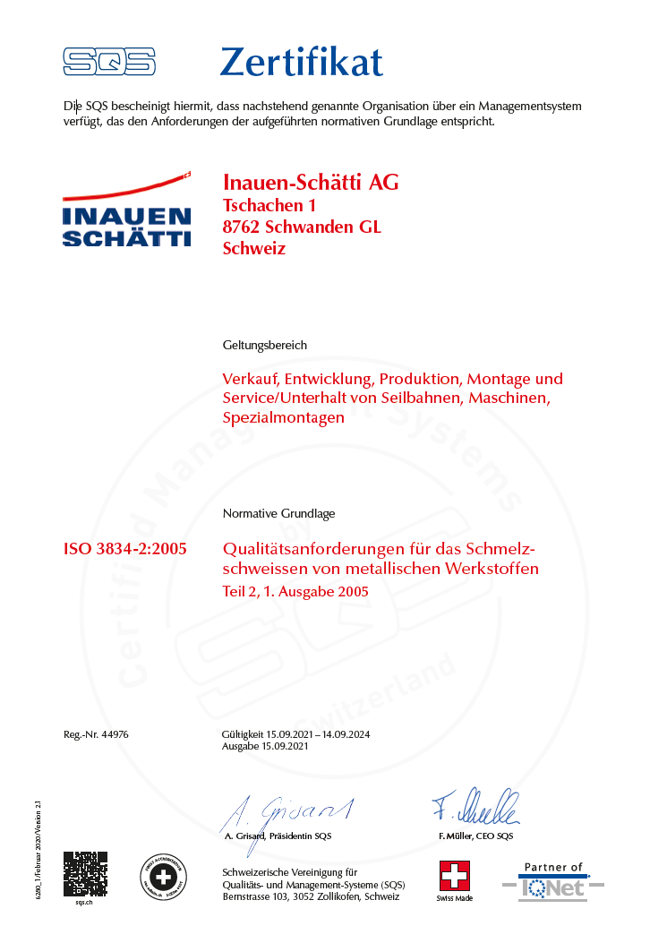 Zertikat ISO 3834-2:2005